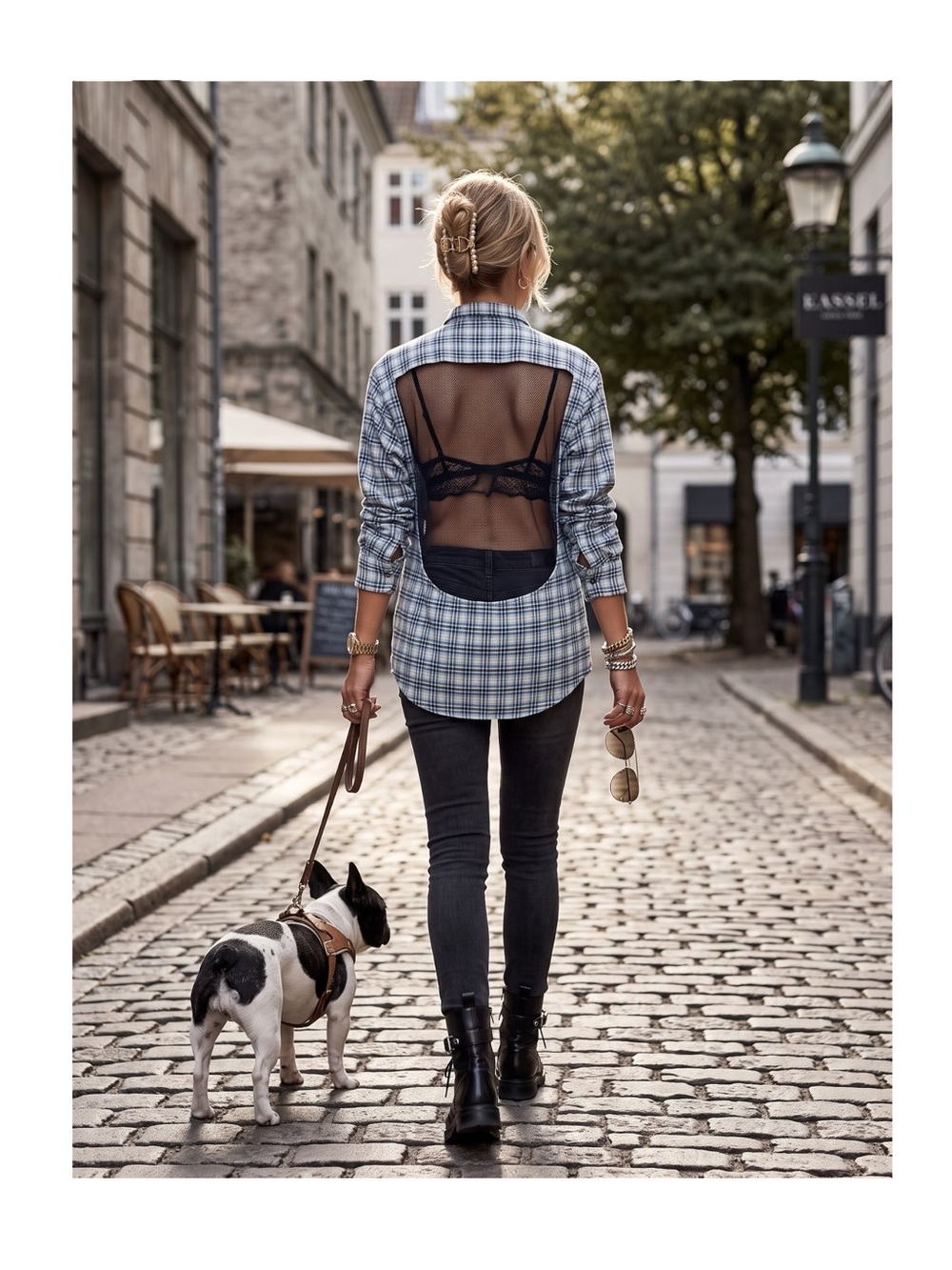 new LF Mel C ㋛ Sheer Panel Plaid Flannel ㋛ Shirt Jacket Shacket Academia ㋛ Blues